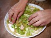 Rhababer wird auf der Tarte platziert